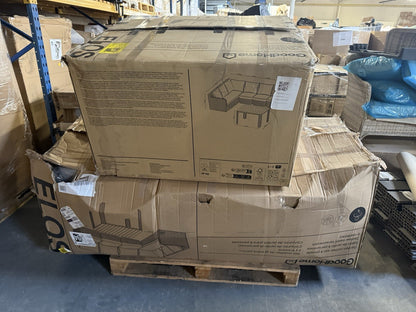 GoodHome Elos Beige 6 Seater Modular Corner Garden Furniture Set