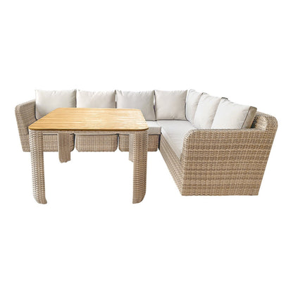 GoodHome Elos Beige 6 Seater Modular Corner Garden Furniture Set