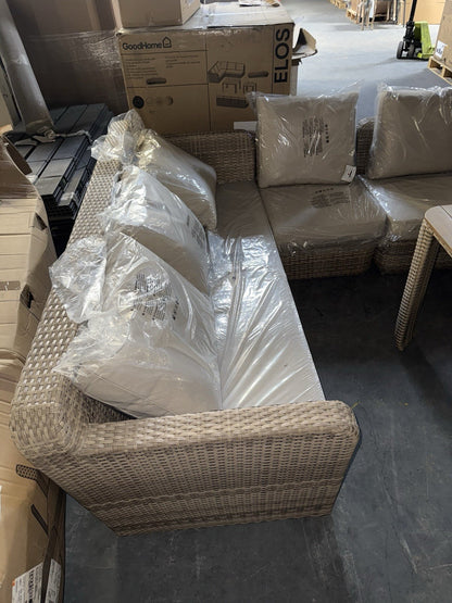 GoodHome Elos Beige 6 Seater Modular Corner Garden Furniture Set