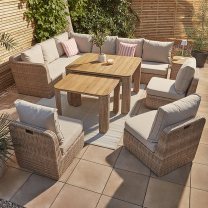 GoodHome Elos Beige Rattan Effect 9 Seater Modular Corner Dining Set RRP £1250