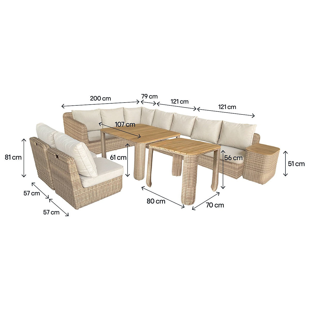 GoodHome Elos Beige Rattan Effect 9 Seater Modular Corner Dining Set RRP £1250