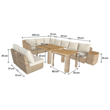 GoodHome Elos Beige Rattan Effect 9 Seater Modular Corner Dining Set RRP £1250