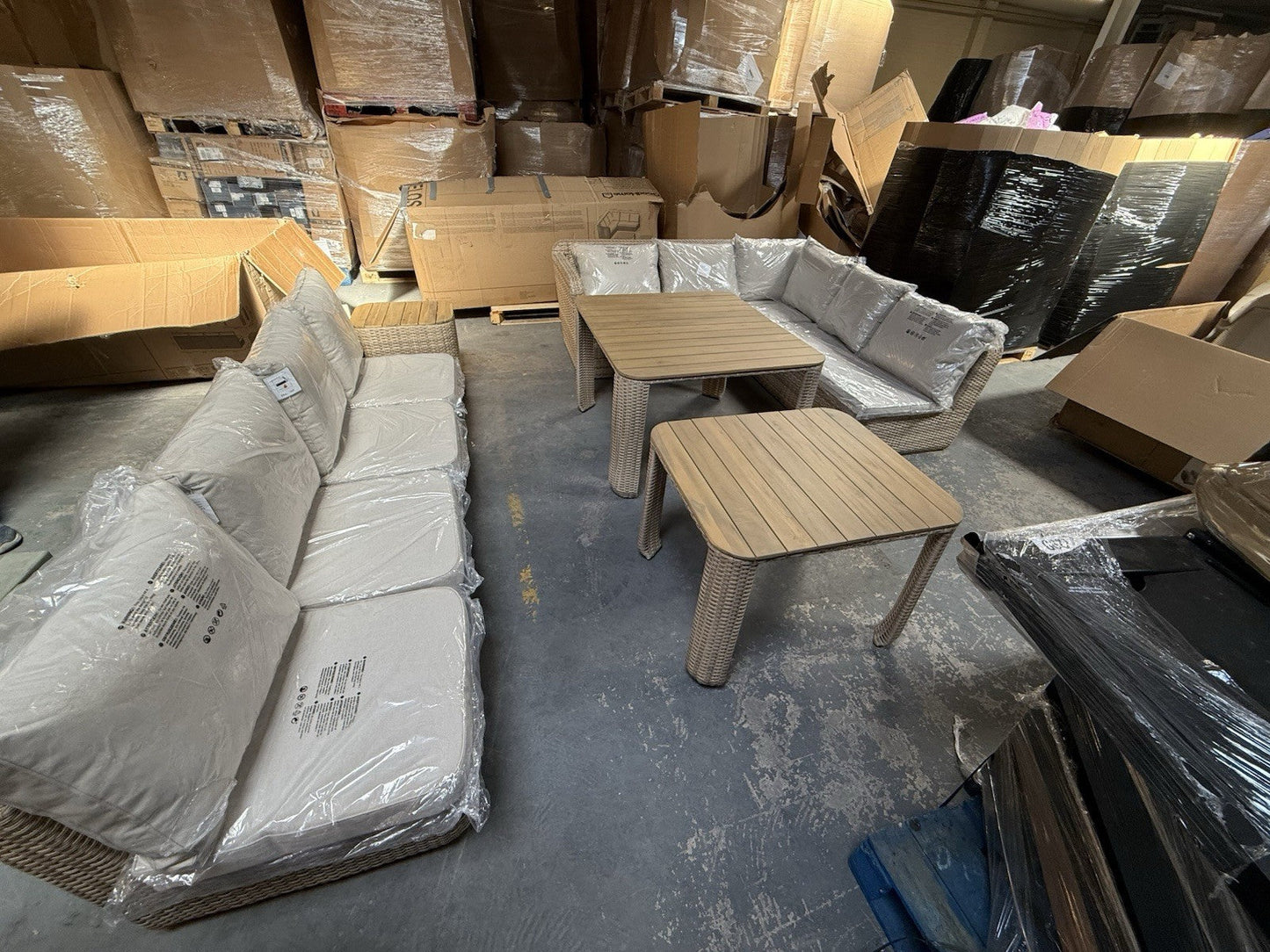 GoodHome Elos Beige Rattan Effect 9 Seater Modular Corner Dining Set RRP £1250