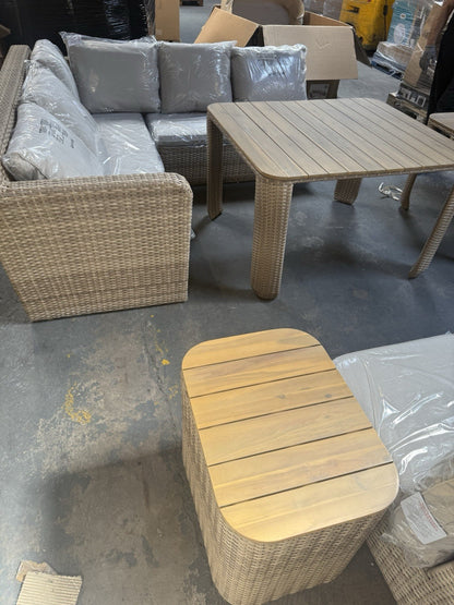 GoodHome Elos Beige Rattan Effect 9 Seater Modular Corner Dining Set RRP £1250