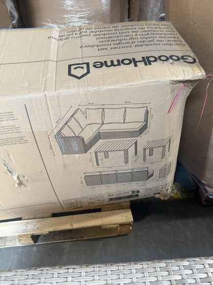 GoodHome Elos Beige Rattan Effect 9 Seater Modular Corner Dining Set RRP £1250