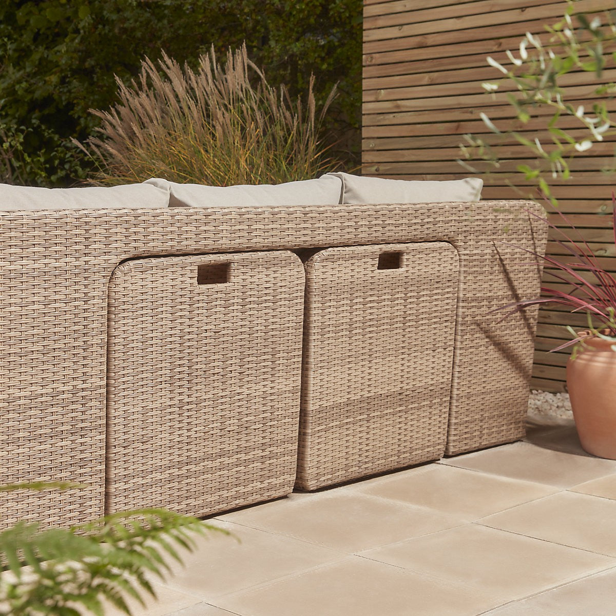 GoodHome Elos Beige Rattan Effect 9 Seater Modular Corner Dining Set RRP £1250