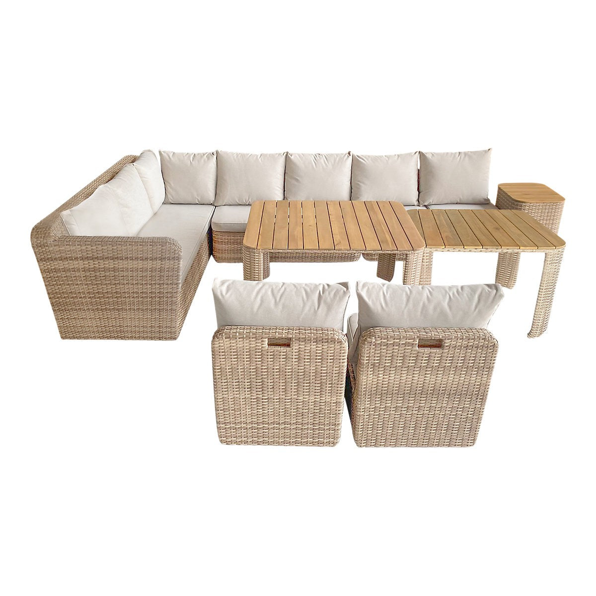 GoodHome Elos Beige Rattan Effect 9 Seater Modular Corner Dining Set RRP £1250