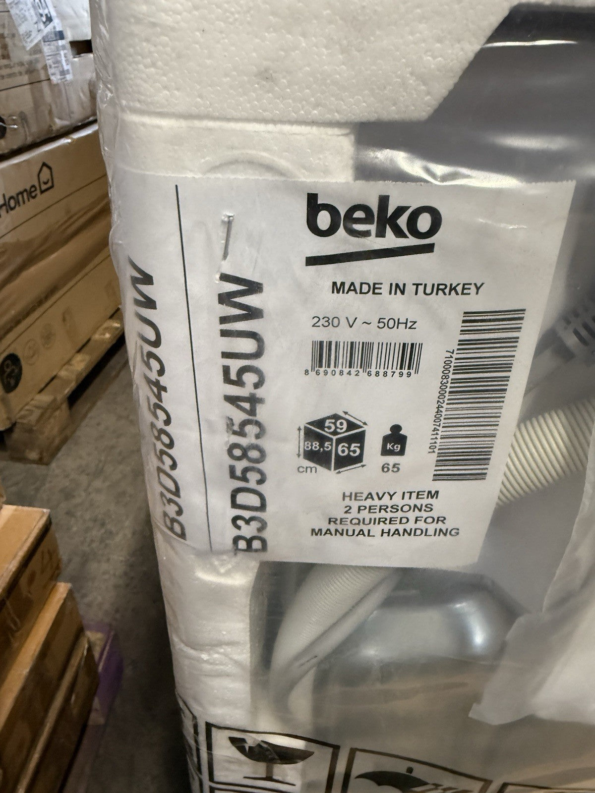 Beko B3D58545UW 8kg/5kg Freestanding Condenser Washer Dryer - White