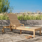 GoodHome Riveo Natural Wooden Sun Lounger, Pack of 2
