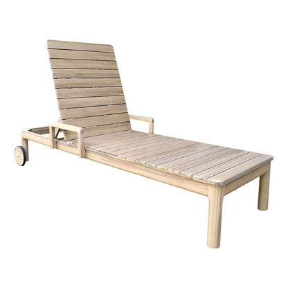 GoodHome Riveo Natural Wooden Sun Lounger, Pack of 2