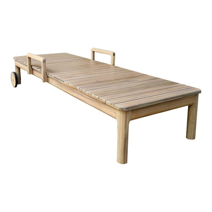 GoodHome Riveo Natural Wooden Sun Lounger, Pack of 2