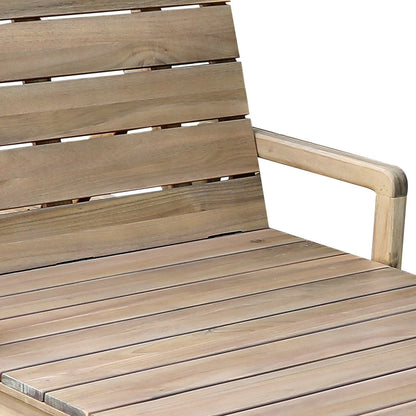 GoodHome Riveo Natural Wooden Sun Lounger, Pack of 2