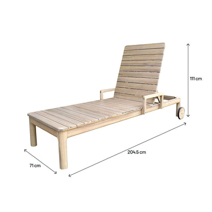 GoodHome Riveo Natural Wooden Sun Lounger, Pack of 2