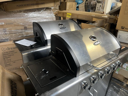 Outback Meteor Stainless Steel 6 Burner Hybrid Gas & Charcoal BBQ RRP £599.99