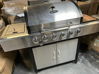 Outback Meteor Stainless Steel 6 Burner Hybrid Gas & Charcoal BBQ RRP £599.99