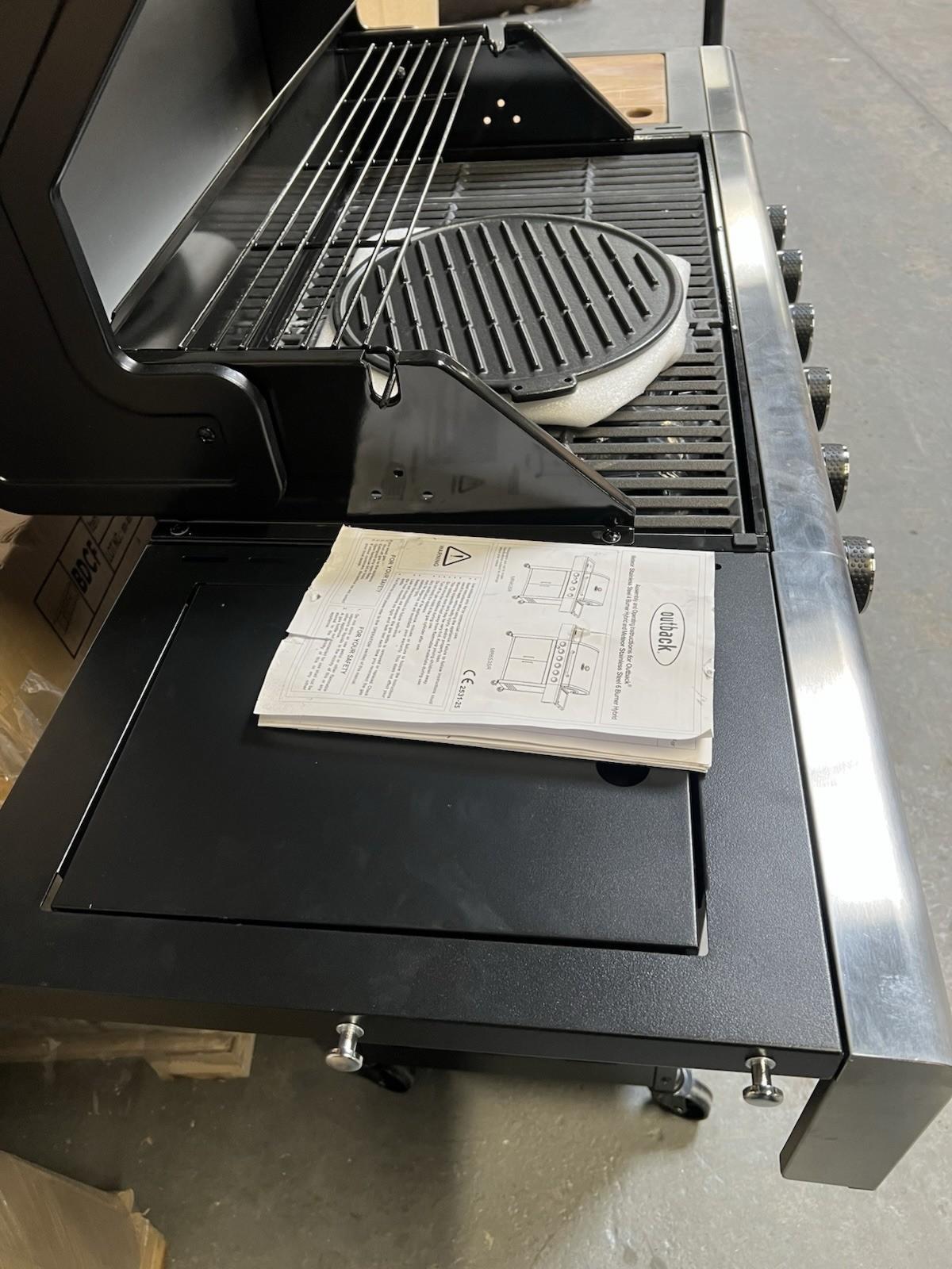 Outback Meteor Stainless Steel 6 Burner Hybrid Gas & Charcoal BBQ RRP £599.99