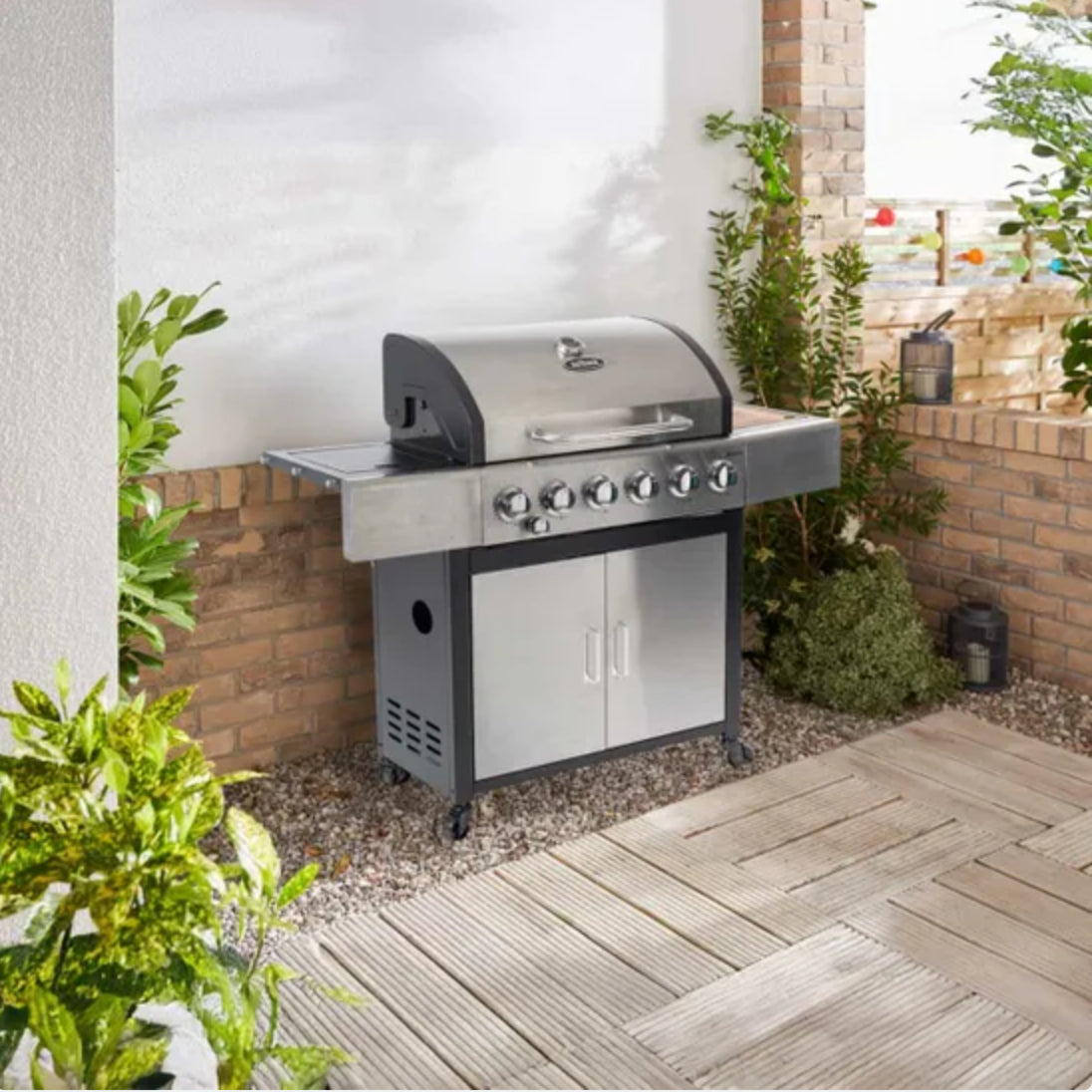 Outback Meteor Stainless Steel 6 Burner Hybrid Gas & Charcoal BBQ RRP £599.99