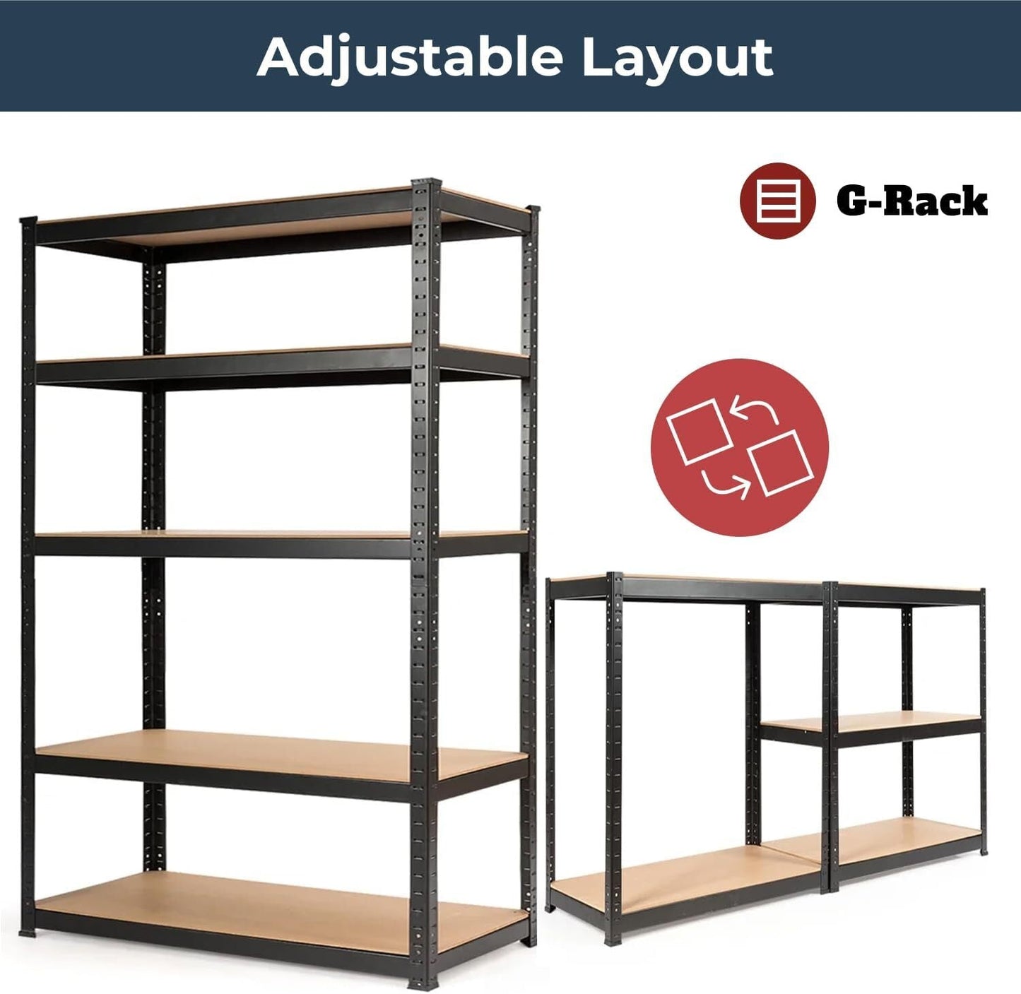 G-Rack Garage Shelving Racking Unit 5 Tier 180cm x 120cm x 45cm (875kg Per Rack)