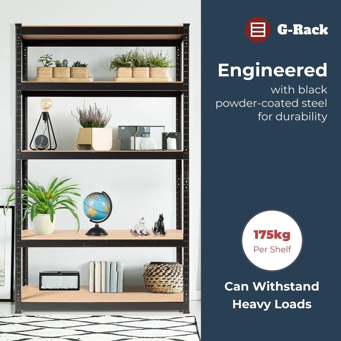 G-Rack Garage Shelving Racking Unit 5 Tier 180cm x 120cm x 45cm (875kg Per Rack)