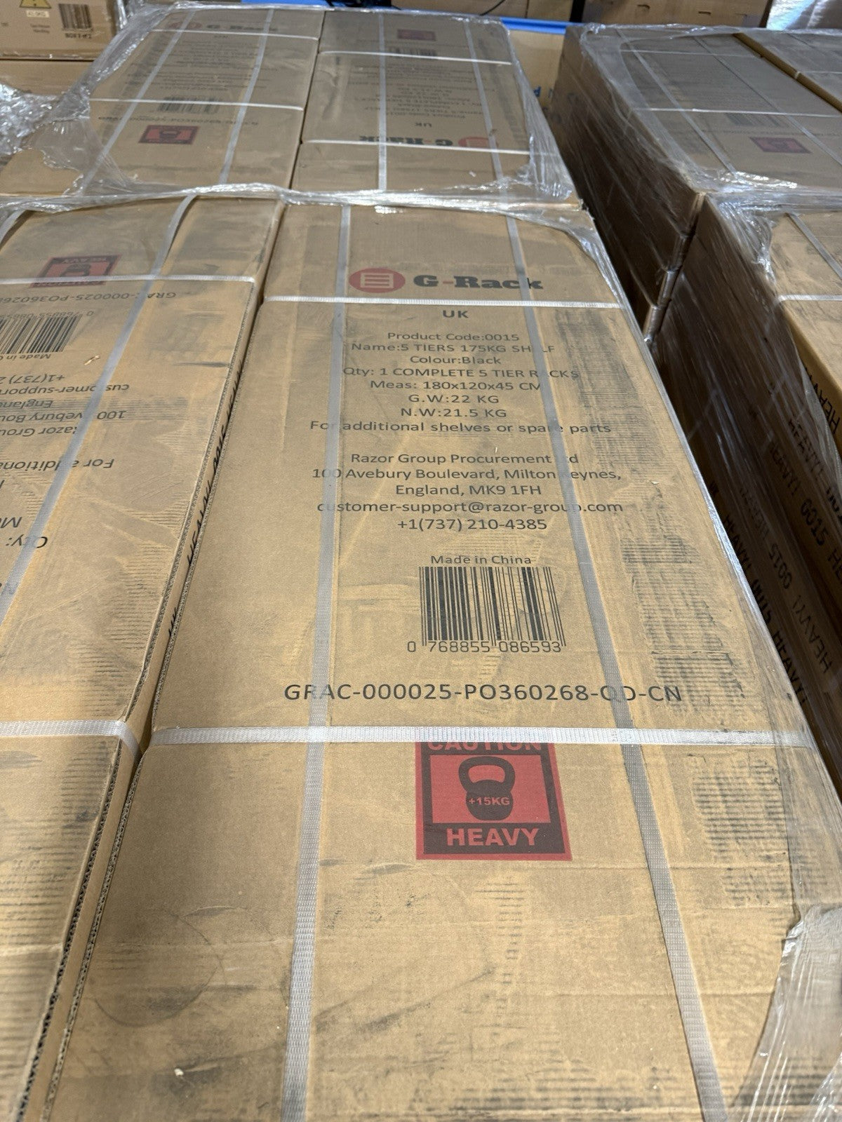 G-Rack Garage Shelving Racking Unit 5 Tier 180cm x 120cm x 45cm (875kg Per Rack)