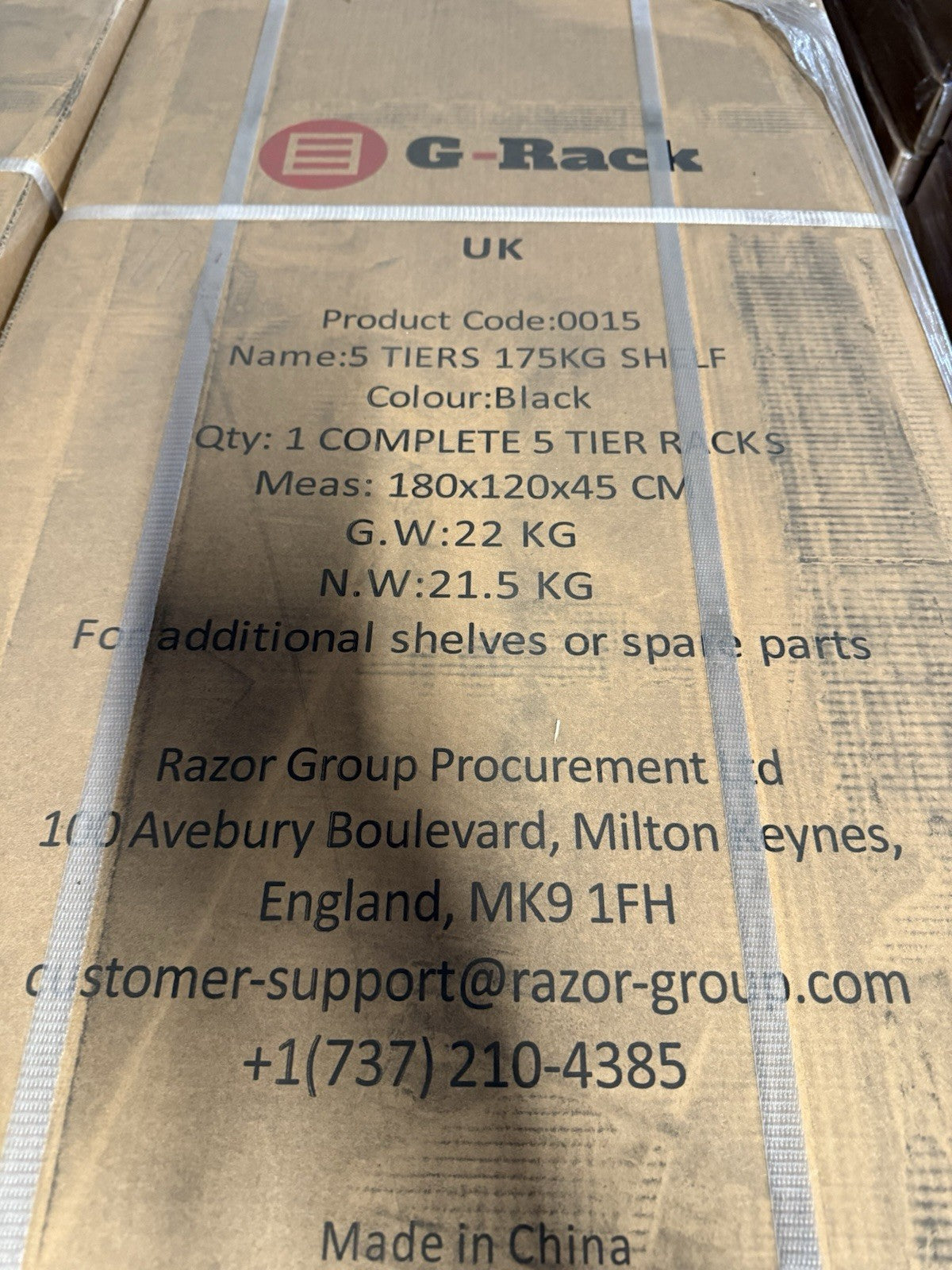 G-Rack Garage Shelving Racking Unit 5 Tier 180cm x 120cm x 45cm (875kg Per Rack)