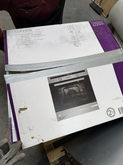 Cooke & Lewis CLPYSTa Built-in Single Pyrolytic Oven - Brushed Black & Grey